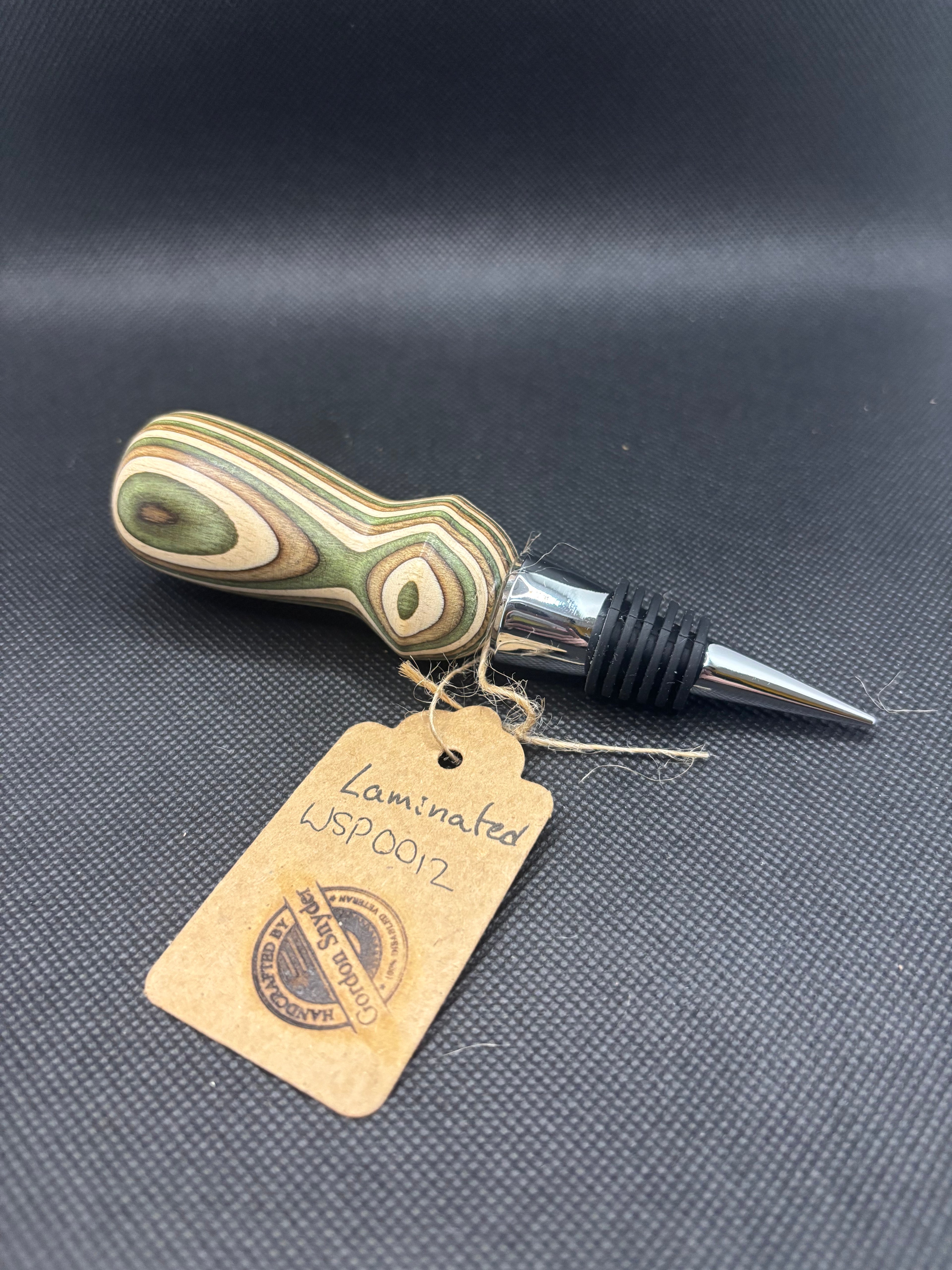 Green/Tan Wood Wine Stopper #WSP0012